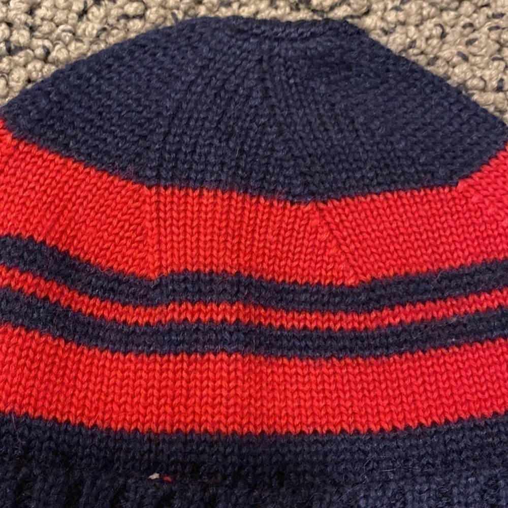 NWOT Navy and Red Hat with Hand Sewn Love Patch